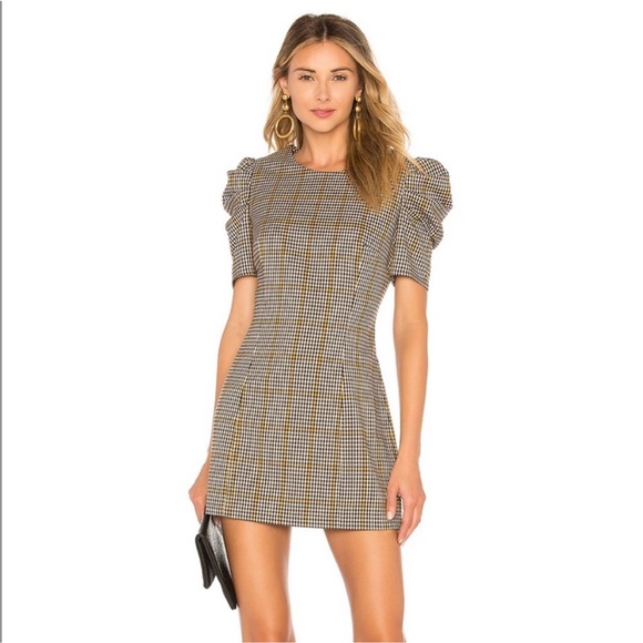 Amanda Uprichard Westwick Plaid Puff Sleeve Mini Dress Small - Picture 1 of 13